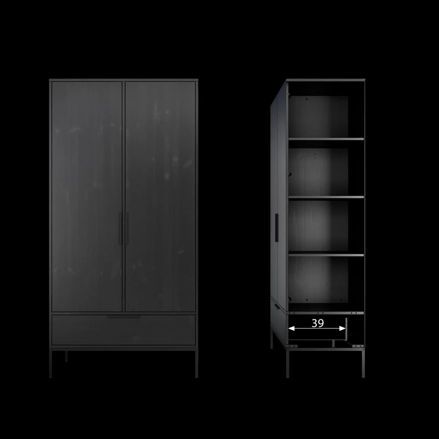 Hot WOOOD Adam Opbergkast Black