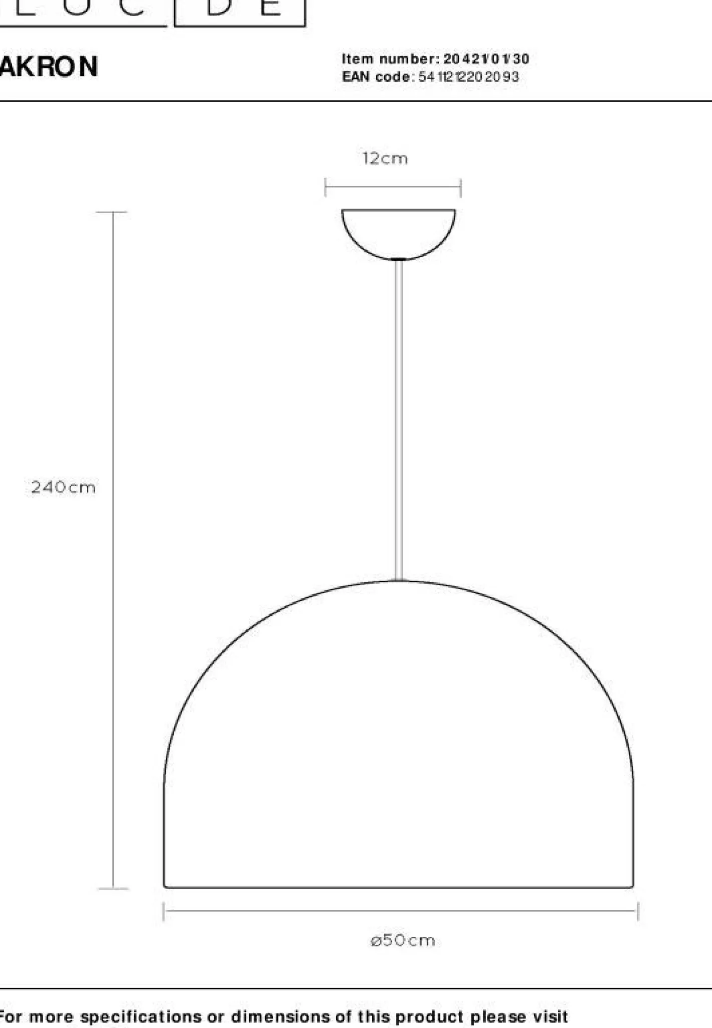 Lucide Akron Hanglamp Zwart