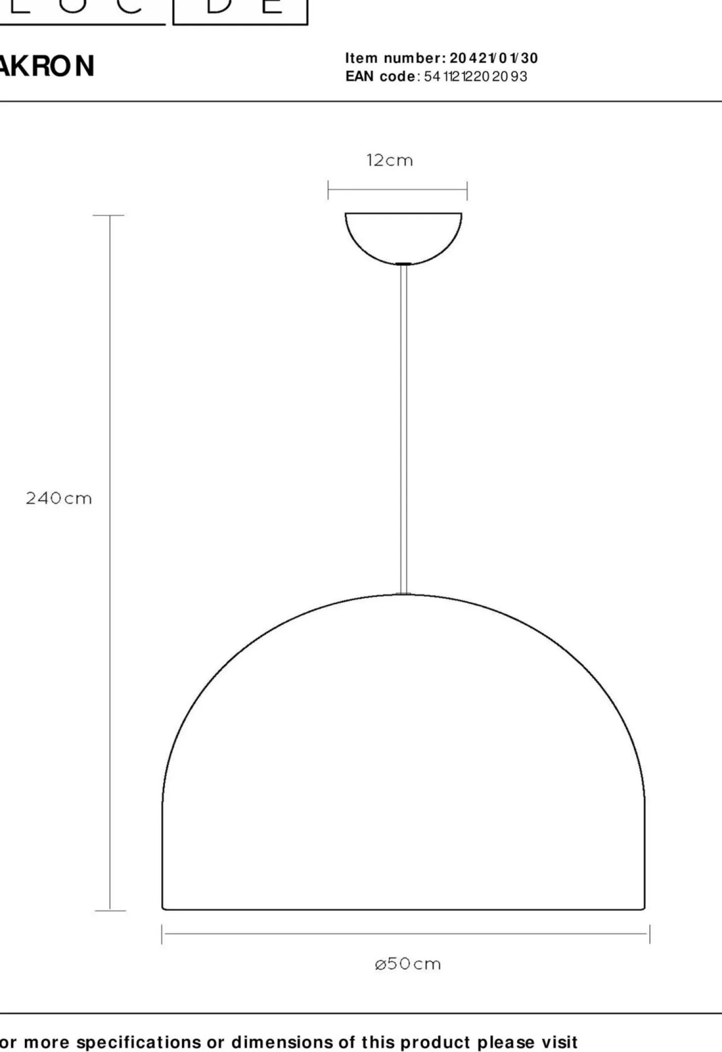 Lucide Akron Hanglamp Zwart