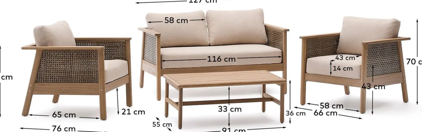 Hot Kave Home Alabe Loungeset Naturel, Beige