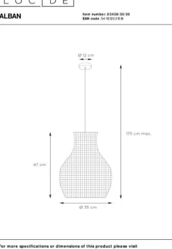 Lucide Alban Hanglamp Zwart
