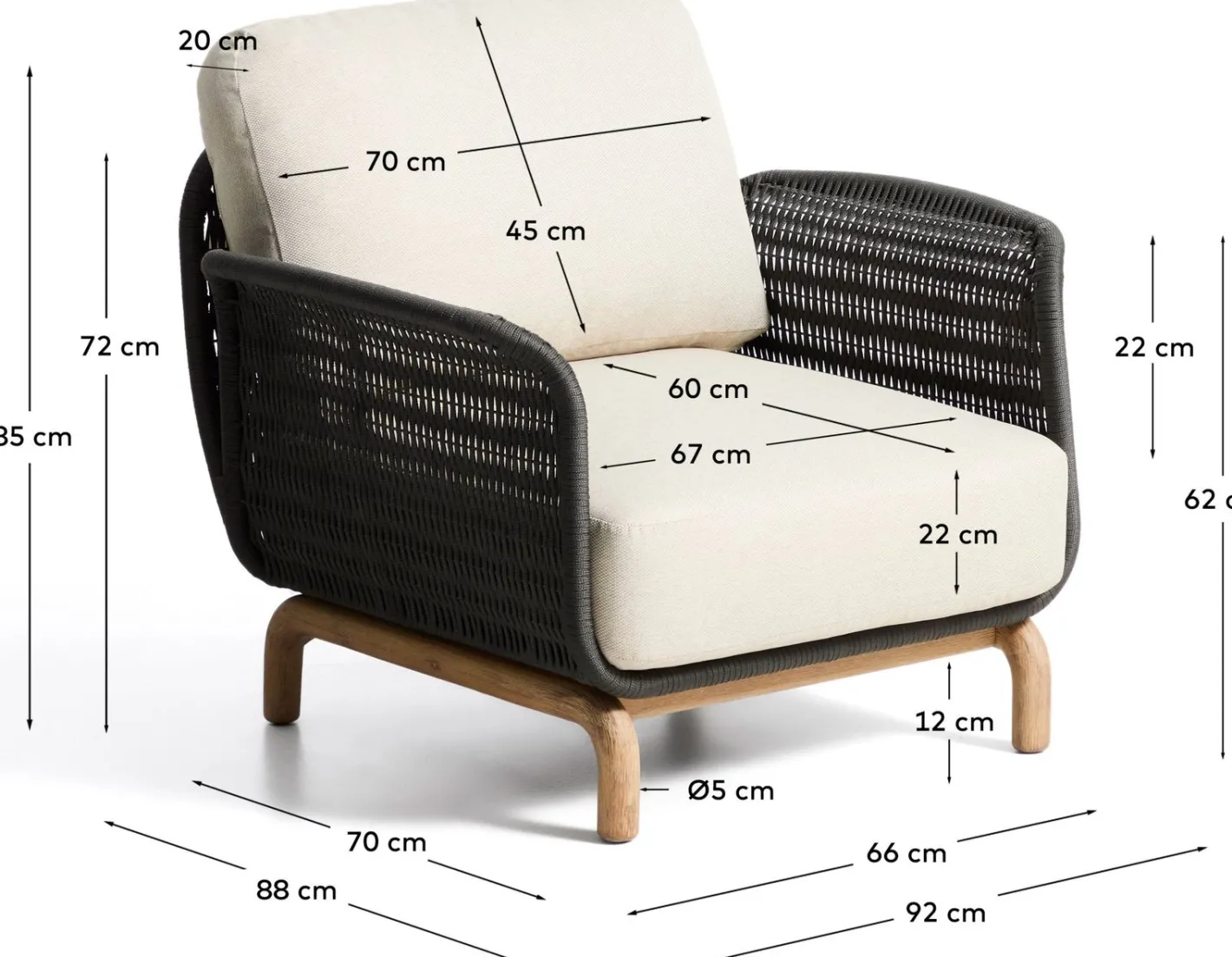 Clearance Kave Home Alipa Outdoor Fauteuil Antraciet