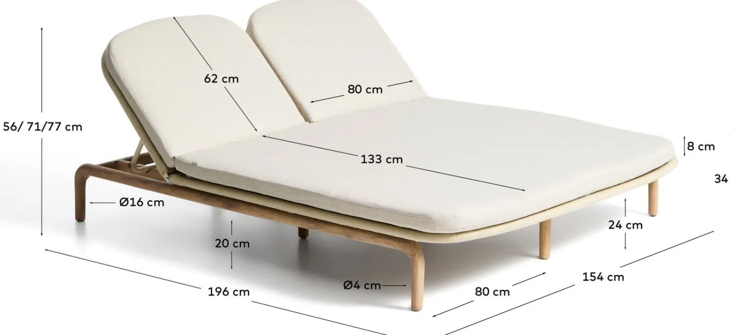 Sale Kave Home Alipa 2-persoons Ligstoel Ecru