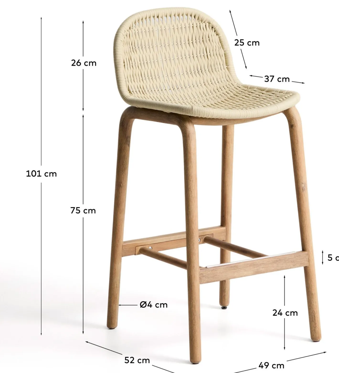 Hot Kave Home Alipa Tuin Barkruk Ecru