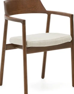 New Kave Home Alocs Eetkamerstoel Beige, Walnoot