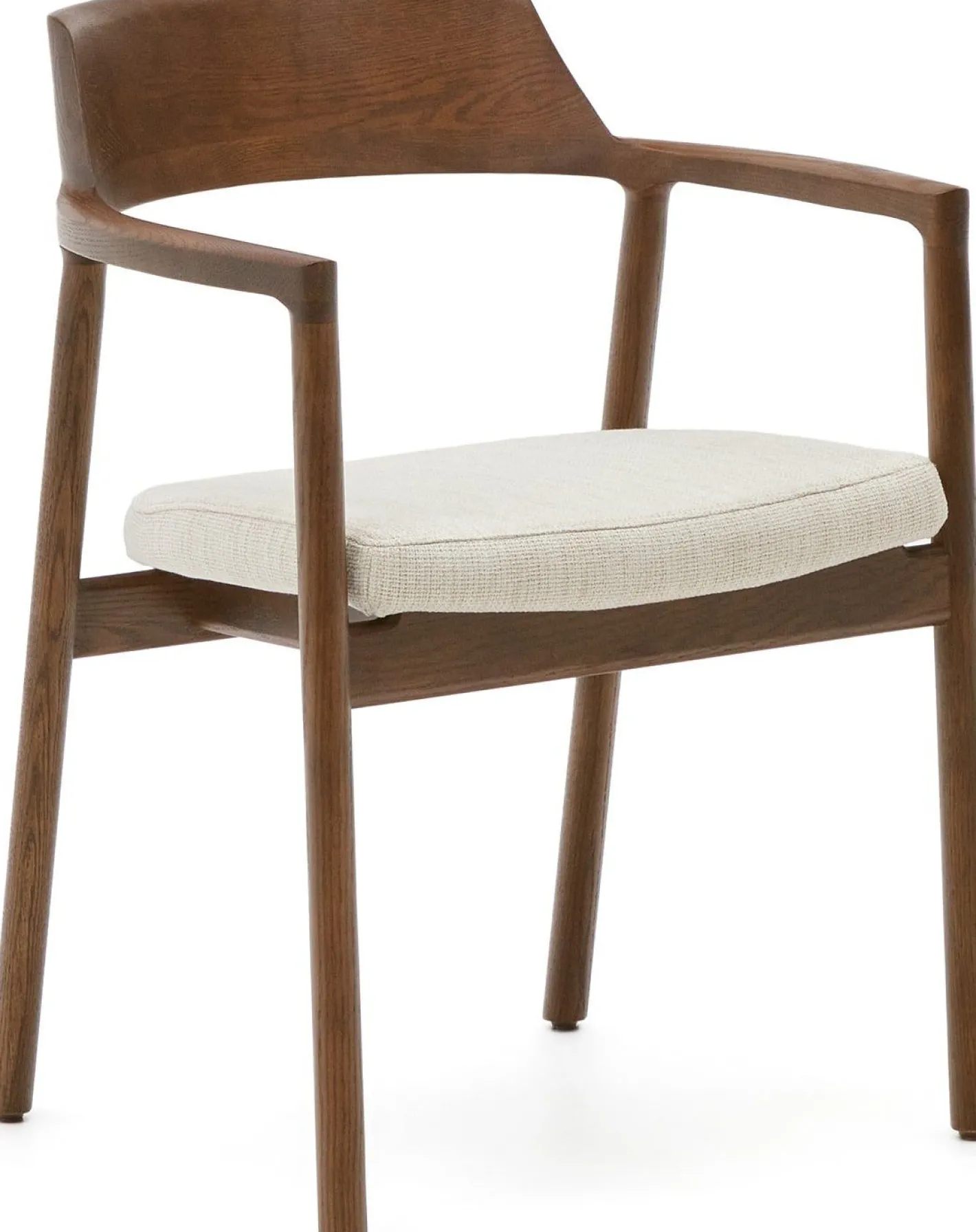 New Kave Home Alocs Eetkamerstoel Beige, Walnoot