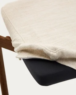 New Kave Home Alocs Eetkamerstoel Beige, Walnoot