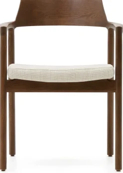 New Kave Home Alocs Eetkamerstoel Beige, Walnoot