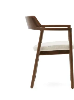New Kave Home Alocs Eetkamerstoel Beige, Walnoot