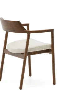New Kave Home Alocs Eetkamerstoel Beige, Walnoot
