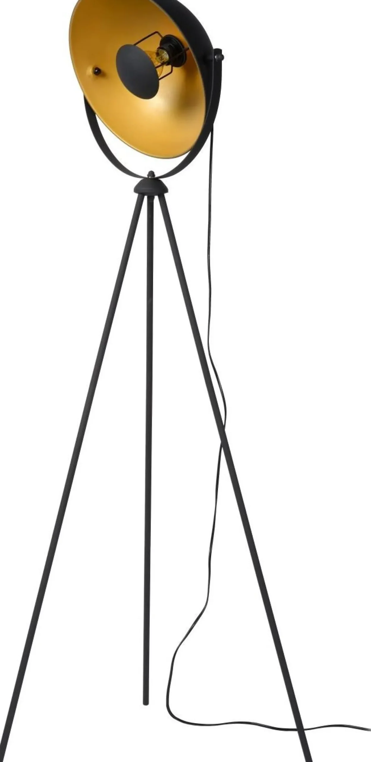 Discount Lucide Alvaro Vloerlamp Zwart, Goud
