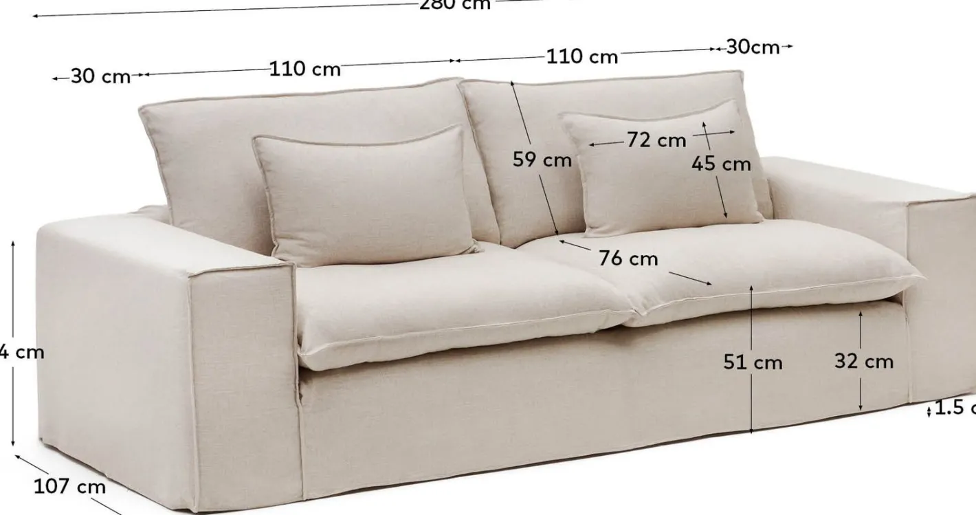 Discount Kave Home Anarela 3-Zitsbank Beige