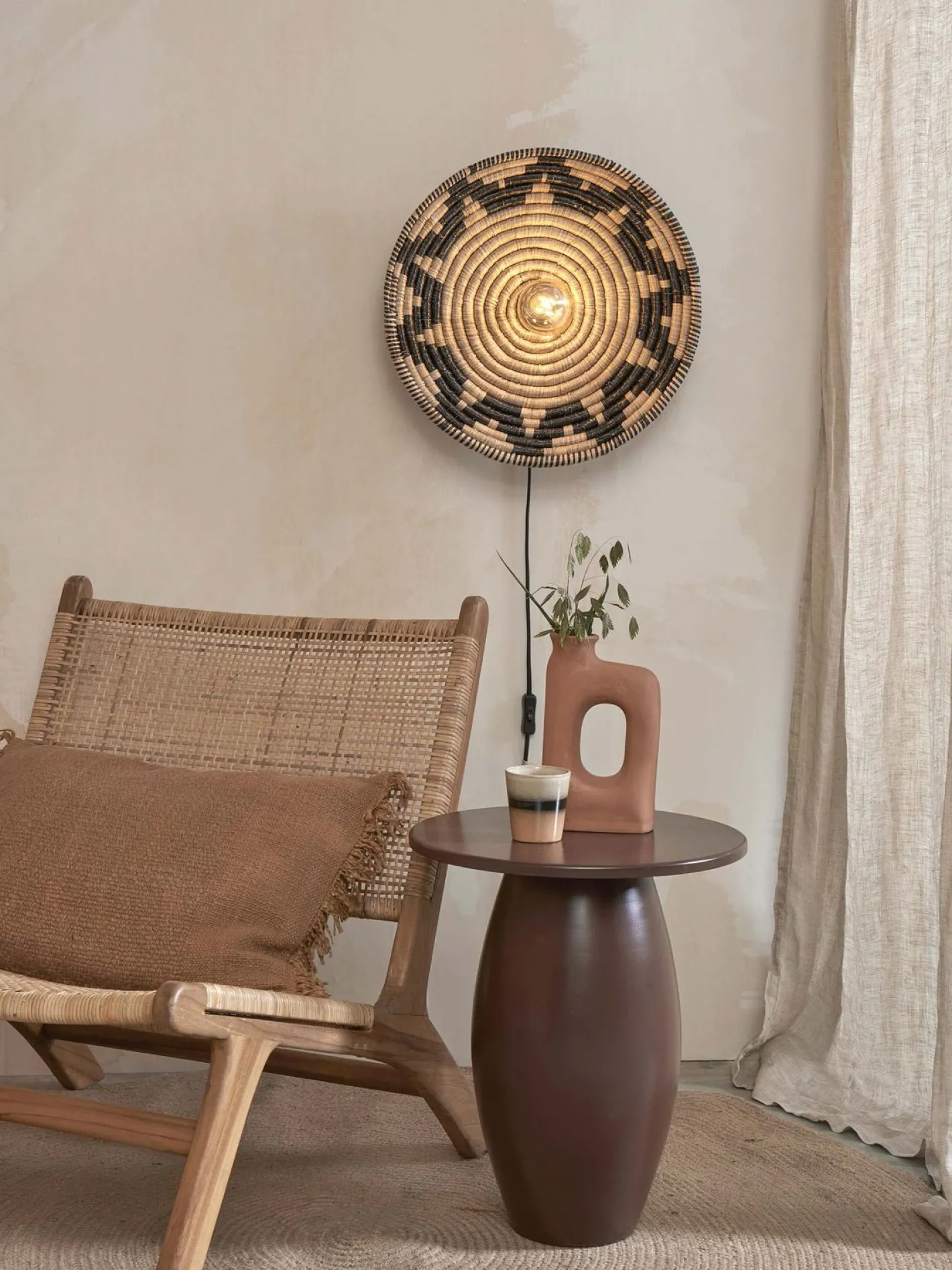 Outlet Good&Mojo Andros Wandlamp Black, Natural