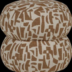Hot WOOOD Anic Poef Bruin, Creme