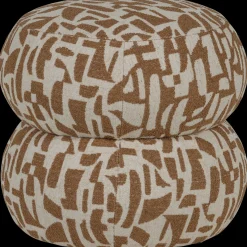 Hot WOOOD Anic Poef Bruin, Creme