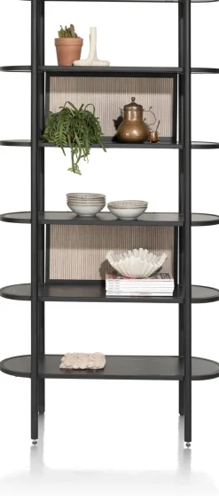 XOOON Aramon Boekenkast Zwart, Naturel