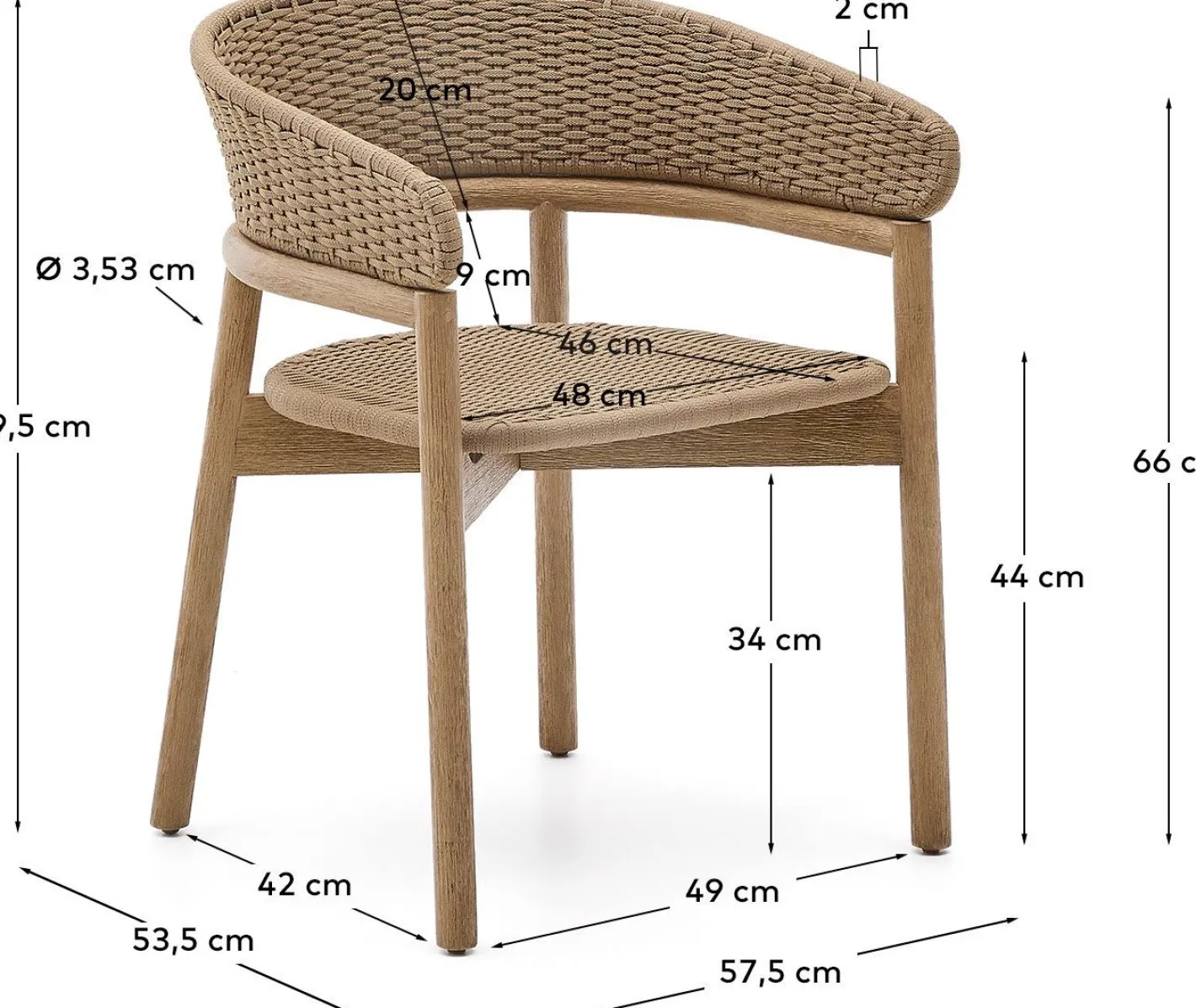 Kave Home Arinella Tuinstoel Naturel