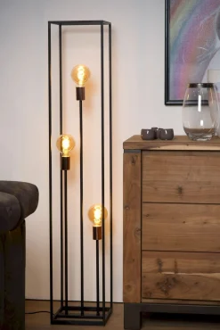 Clearance Lucide Arthur Vloerlamp Zwart, Koper