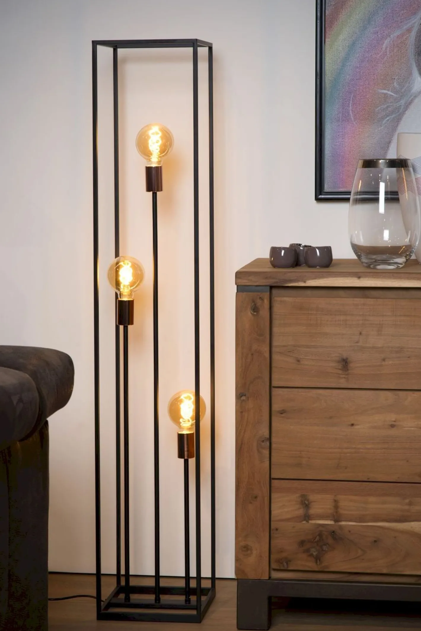 Clearance Lucide Arthur Vloerlamp Zwart, Koper