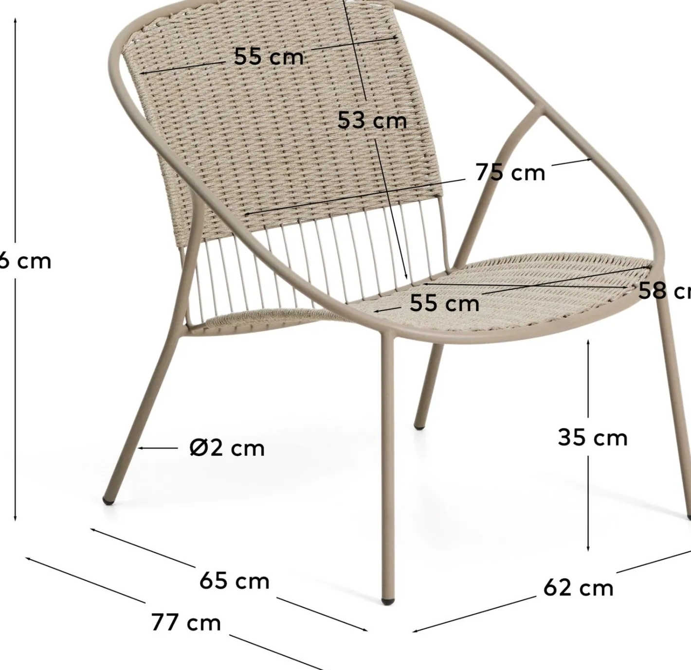 Hot Kave Home Atrani Outdoor Fauteuil Taupe