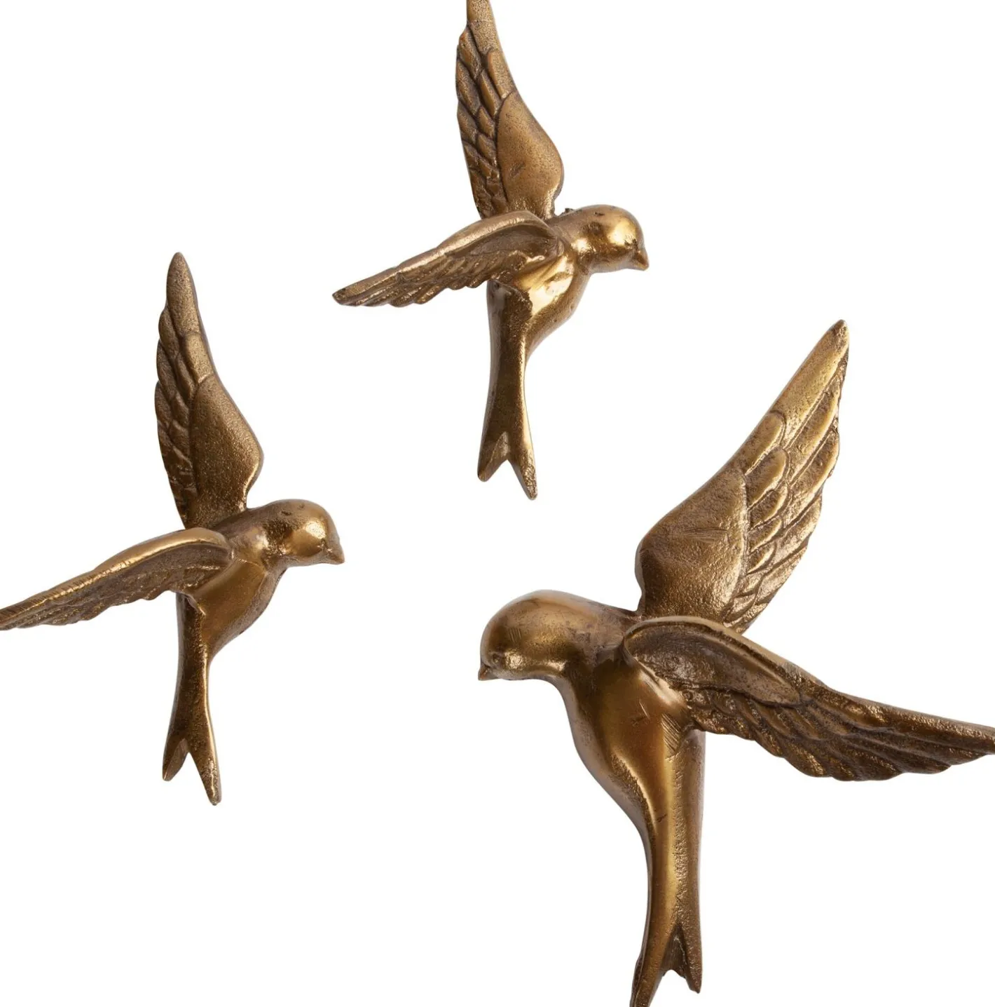 Sale WOOOD Avaler Too Vogels set van 3 Wanddecoratie Antique Brass
