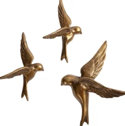 Sale WOOOD Avaler Too Vogels set van 3 Wanddecoratie Antique Brass
