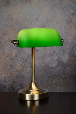 Best Lucide Banker Tafellamp Brons, Groen