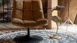 Best Dutchbone Bar velvet Fauteuil Golden brown