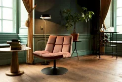 Discount Dutchbone Bar velvet Fauteuil Old Pink