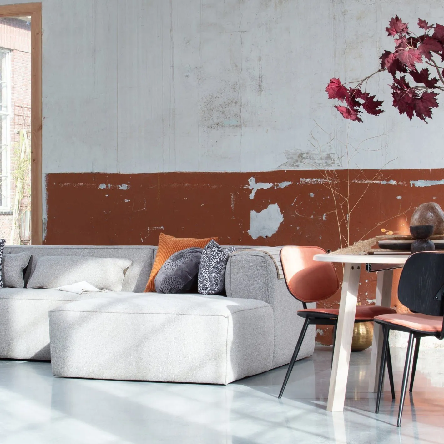 Online WOOOD Bean Gemeleerd Rechts Hoekbank Light Grey