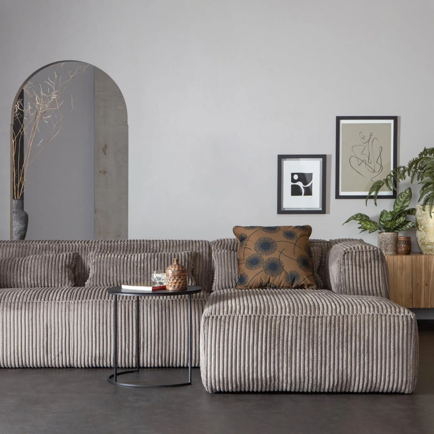 Clearance WOOOD Bean Rib Rechts Hoekbank Terrazzo