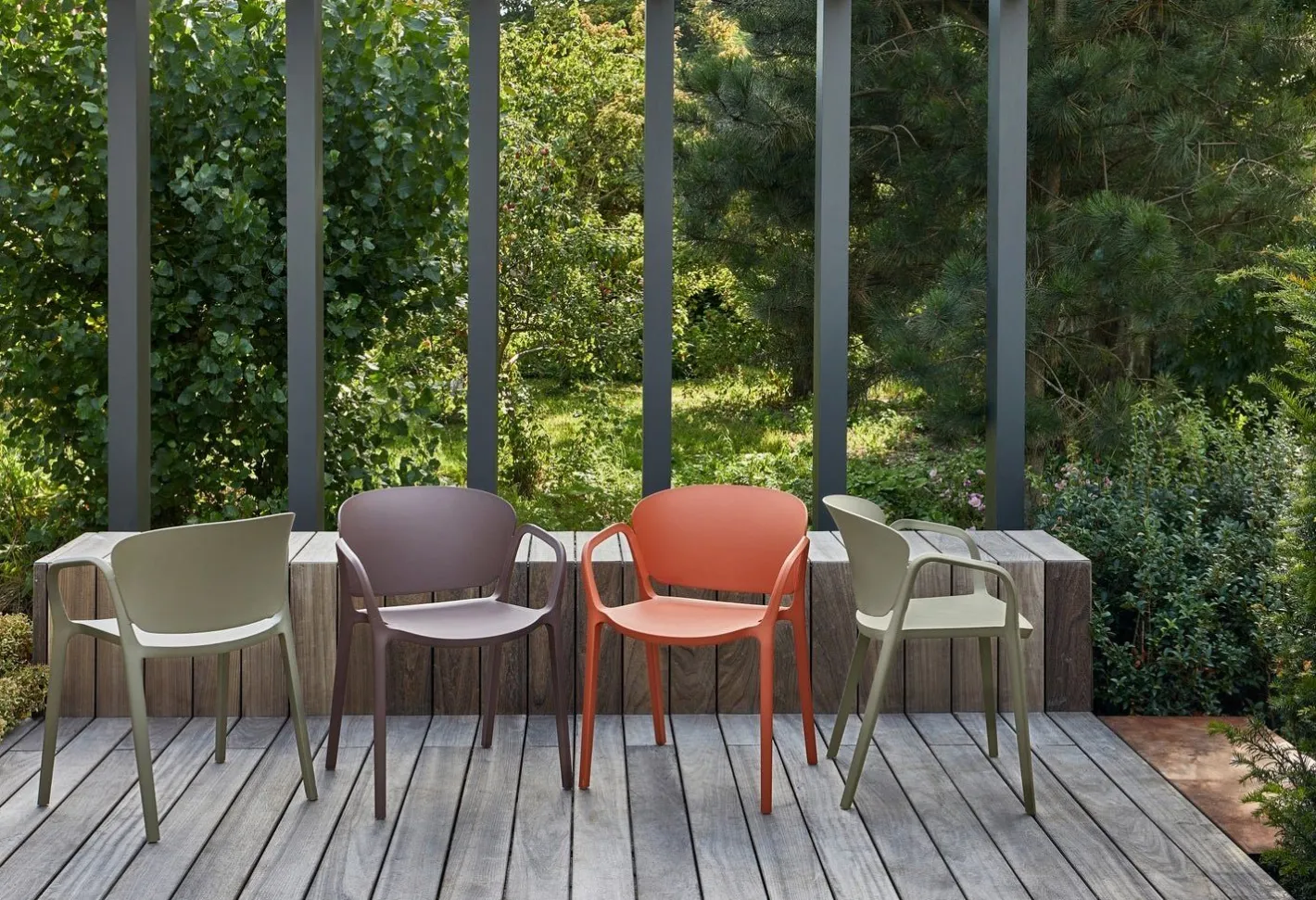 New WOOOD Bent Tuinstoel Purple, Brown
