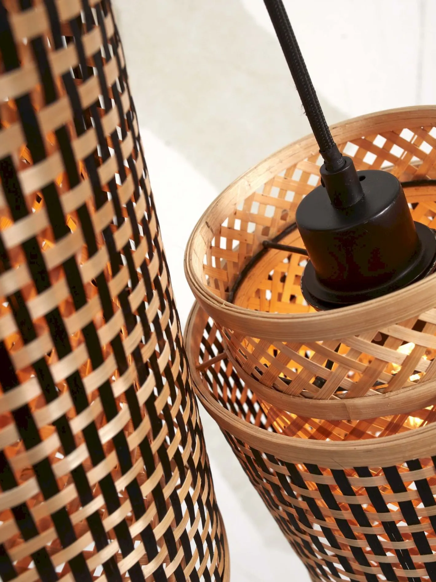 New Good&Mojo Bhutan 2 Shades Hanglamp Natural, Black