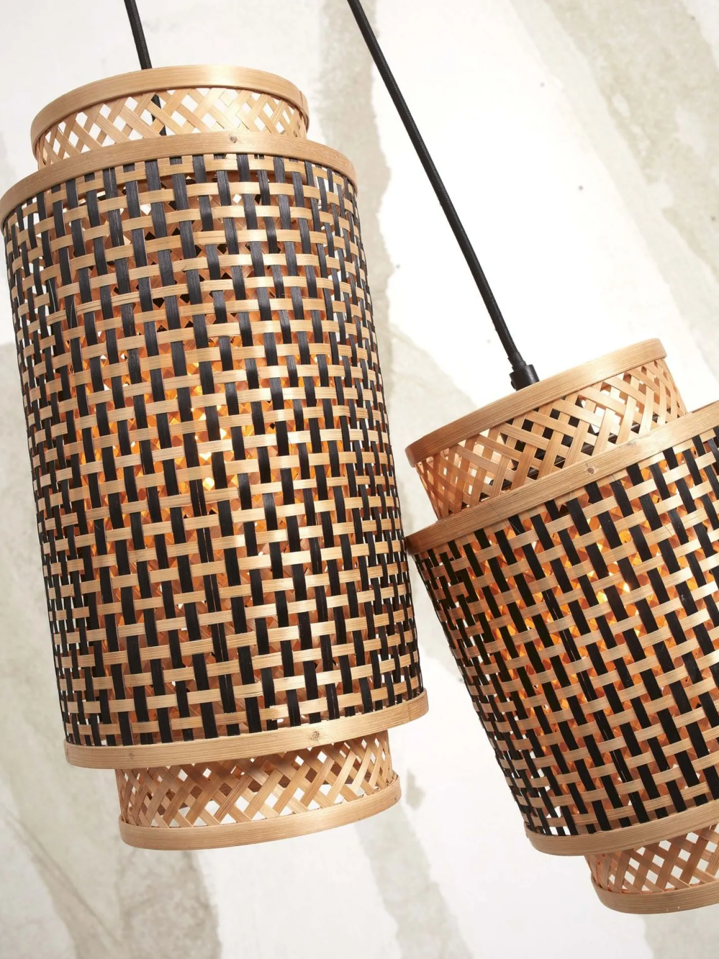 New Good&Mojo Bhutan 2 Shades Hanglamp Natural, Black