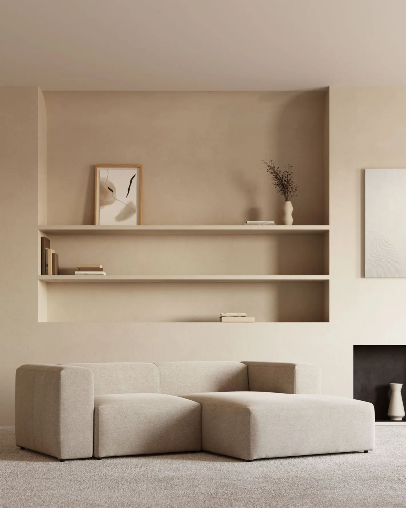 Kave Home Blok 2-Zits Hoekbank Beige