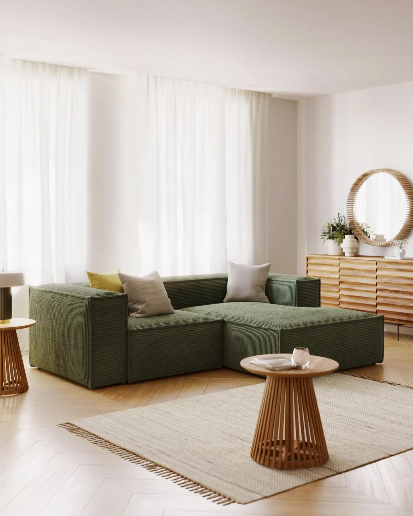 Outlet Kave Home Blok 2-Zits Hoekbank Groen