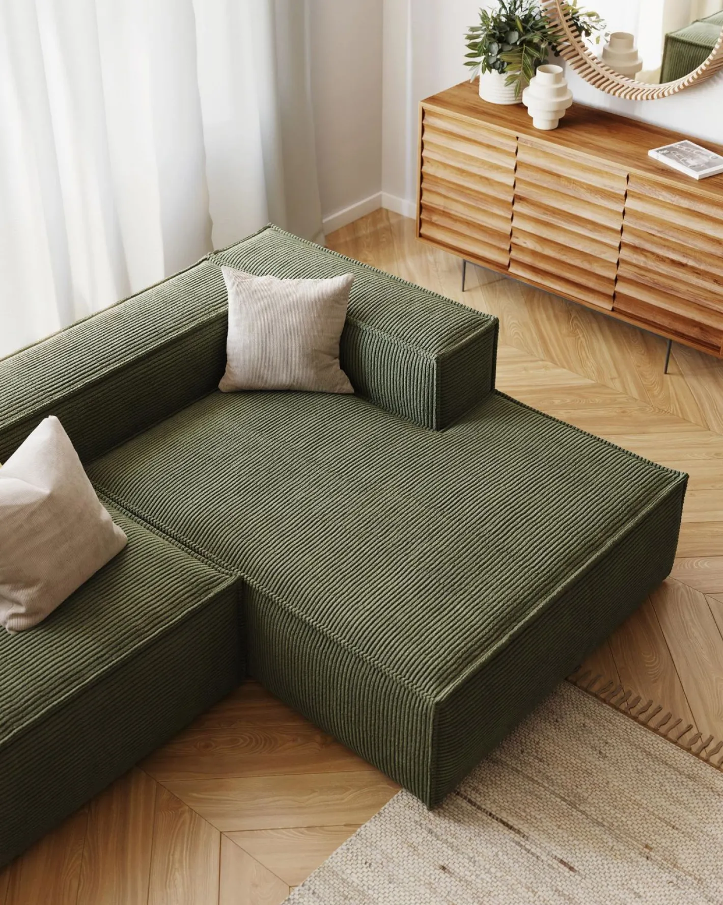 Outlet Kave Home Blok 2-Zits Hoekbank Groen