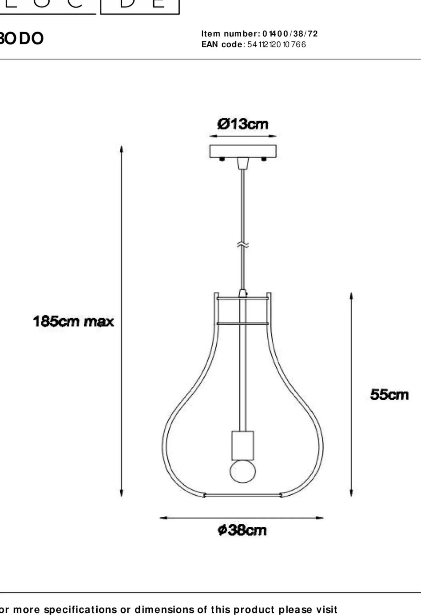 Outlet Lucide Bodo Hanglamp Naturel
