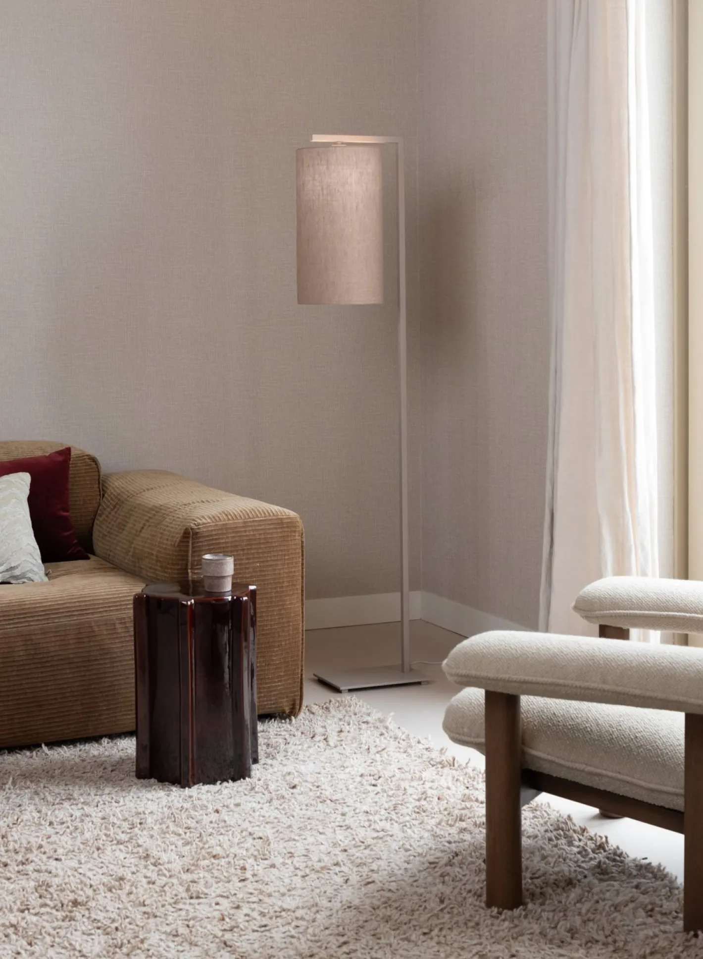 Discount It's about RoMi Boston Vloerlamp Sand, Dark Linen