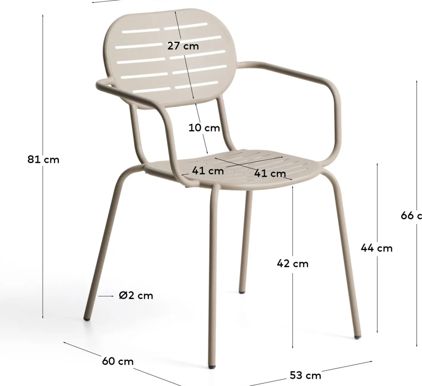 Outlet Kave Home Brai Tuin Armstoel Taupe