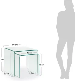 Sale Kave Home Burano Set van 2 Bijzettafel Transparant