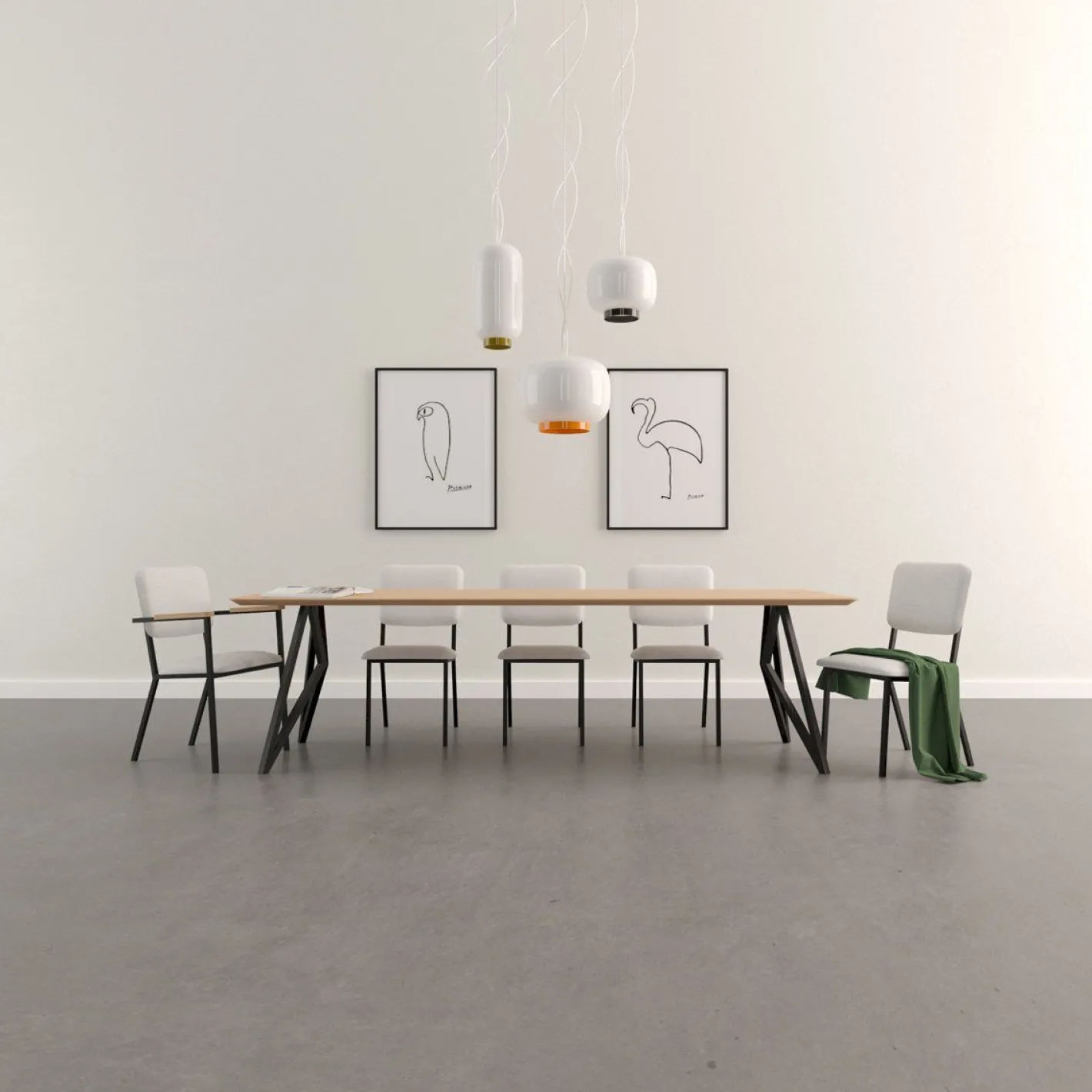Online Studio HENK Butterfly Black Eettafel Naturel
