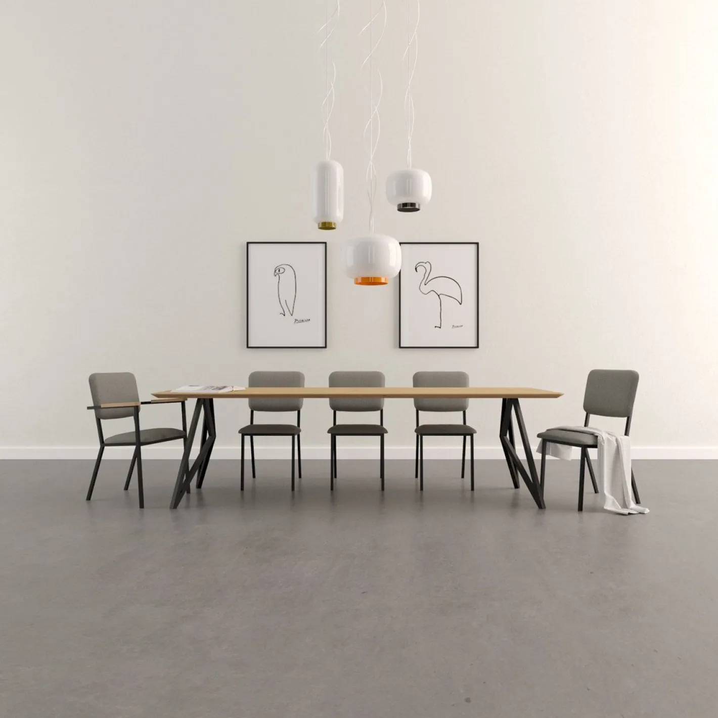 Online Studio HENK Butterfly Black Eettafel Naturel