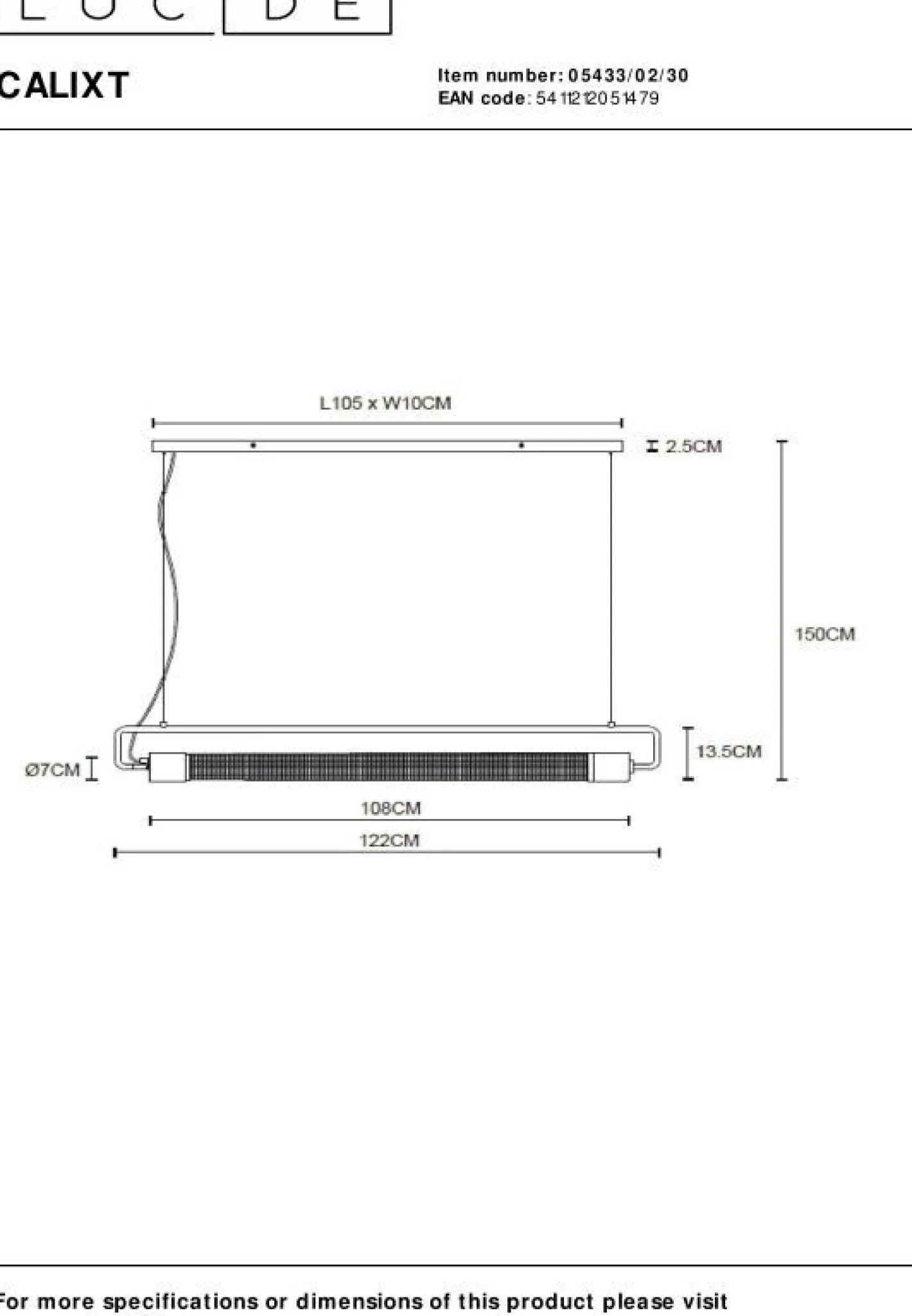 Lucide Calixt Hanglamp Zwart