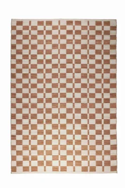 Best Zuiver Checker Vloerkleed Terra, Wit