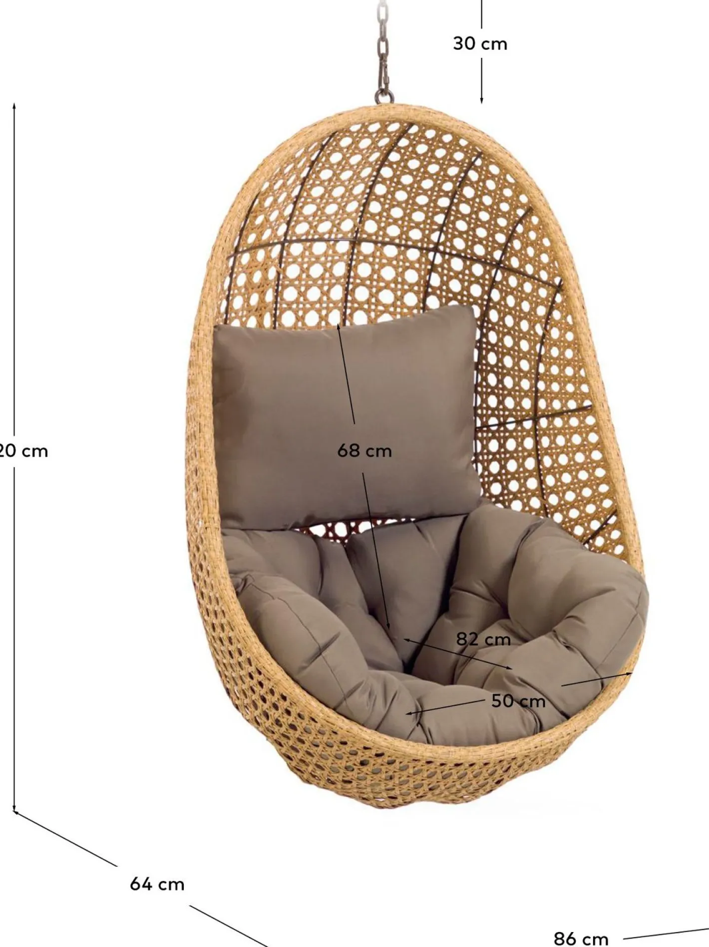 Hot Kave Home Cira Outdoor Hangstoel Naturel, Bruin