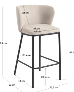 Discount Kave Home Ciselia Barstoel Beige, Zwart