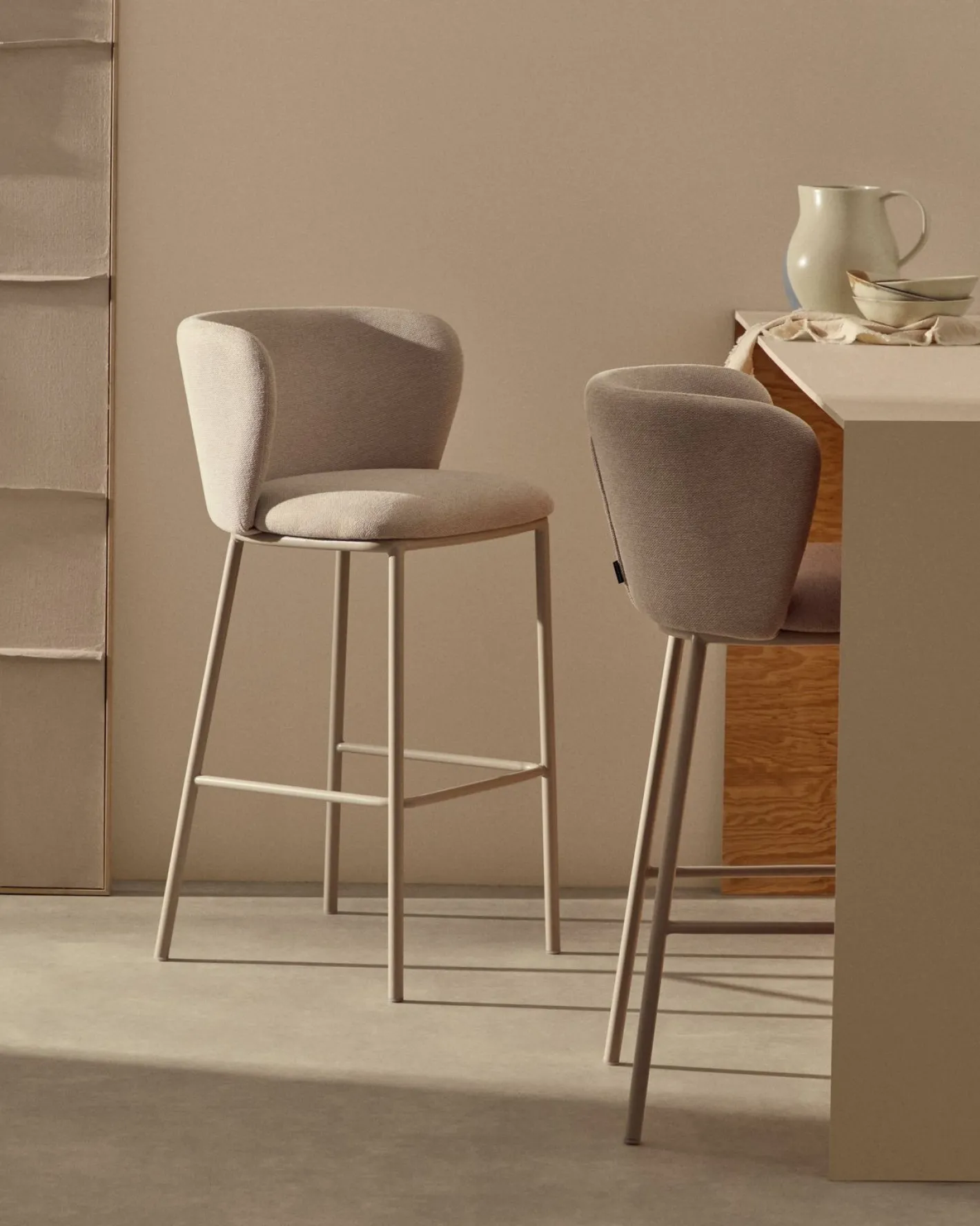 Best Kave Home Ciselia Hoog Barstoel Beige