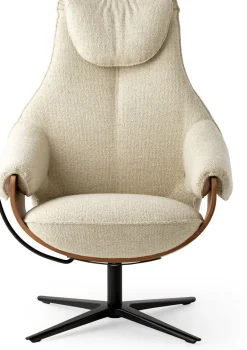 Clearance Leolux Cream Plus Fauteuil Cream, Walnut
