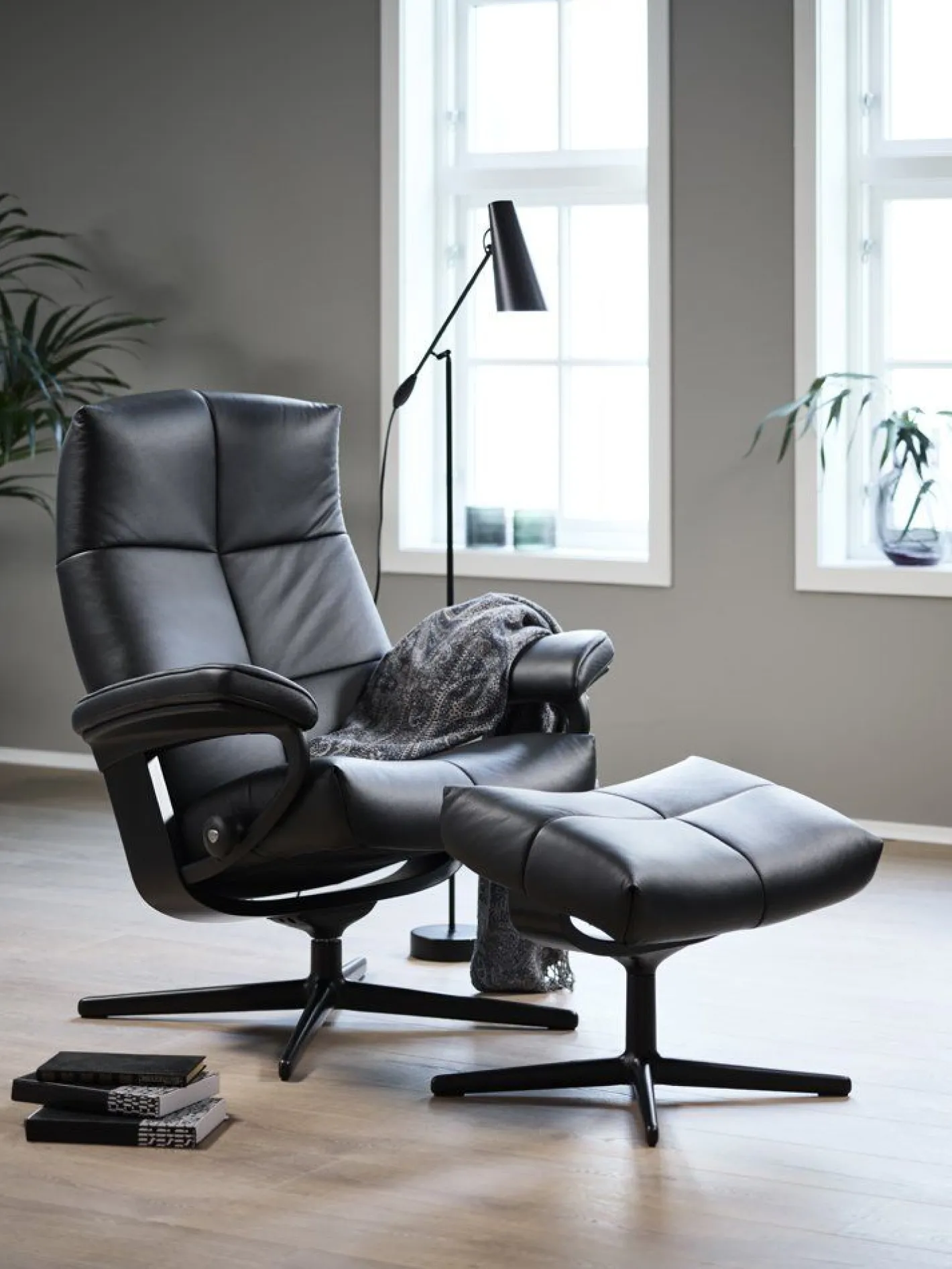 New Stressless David Relaxfauteuil + Hocker Dark Mushroom